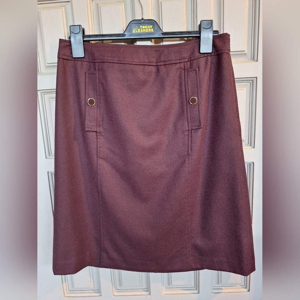 Talbots Gorgeous Italian Flannel Skirt Sz12P Front Pockets Zip Back Flawlwess